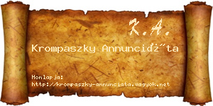 Krompaszky Annunciáta névjegykártya